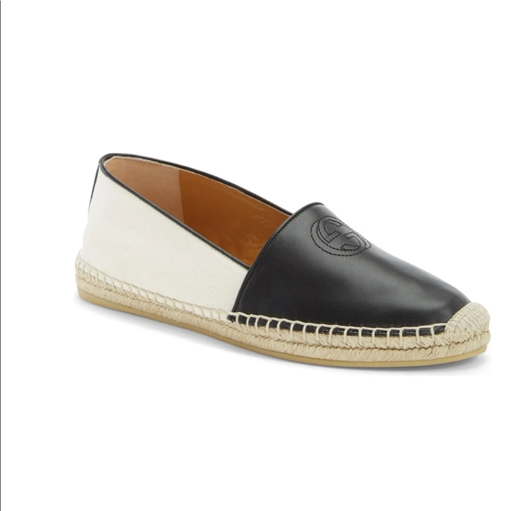 GUCCI Canvas Leather Espadrille Flats
